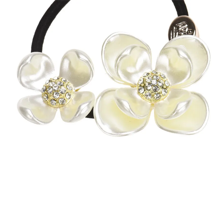 Жемчуг Diamond Flower Волосы Группа Веревка Scrunchie хвост держатель Уход за волосами