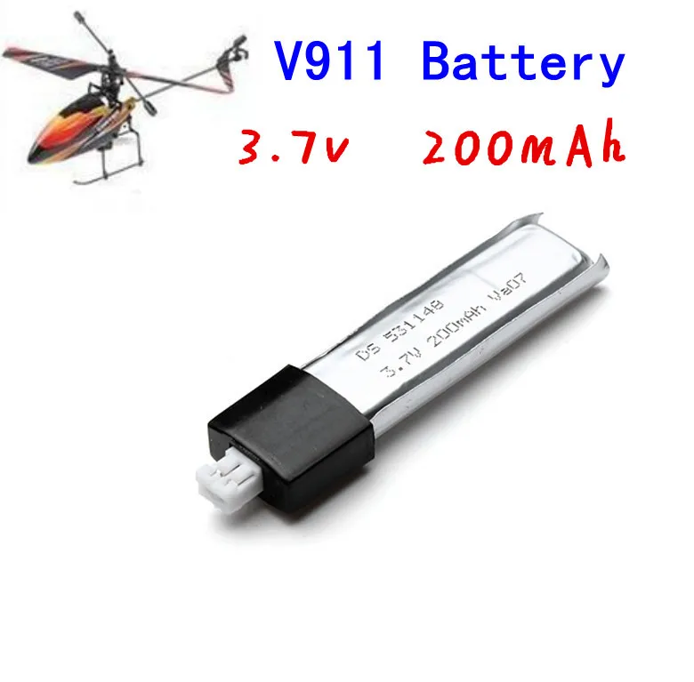 

1pcs upgraded WLtoys V911 V911-1 V911-2 F939 F929 New Version Plug RC Helicopter Parts 3.7V 200mAh Battery For WL Toys