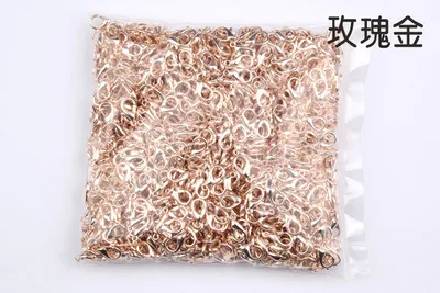 RoseGold MINGXUAN 100 шт./лот ювелирные изделия из сплава Античная Бронза/золото/родий застежка-карабин крючки для ожерелья и браслета цепи 10-18 мм - Цвет: RoseGold