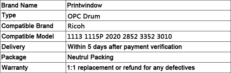 Printwindow высококачественный совместимый OPC барабан для Ricoh 1113 1115 P 2852 3352 3010