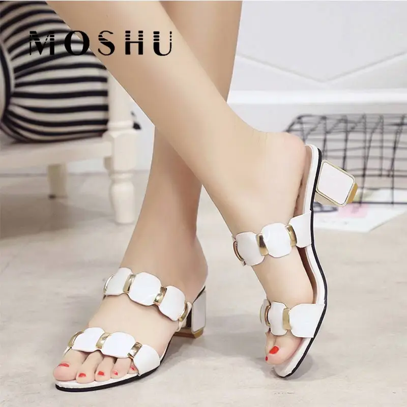Sandals Women High Heels Female Square Heels Sandalia Feminina Ladies Pump Shoes Party Wedding Peep Toe Shoes Black sandalias