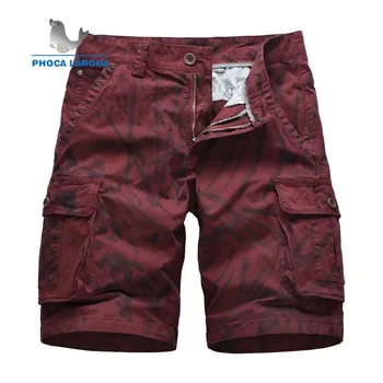 

New Men's Solid Color Loose Shorts Men's Fashion Printing Large Pockets Army Green Zipper Straight Overalls Sports Shorts