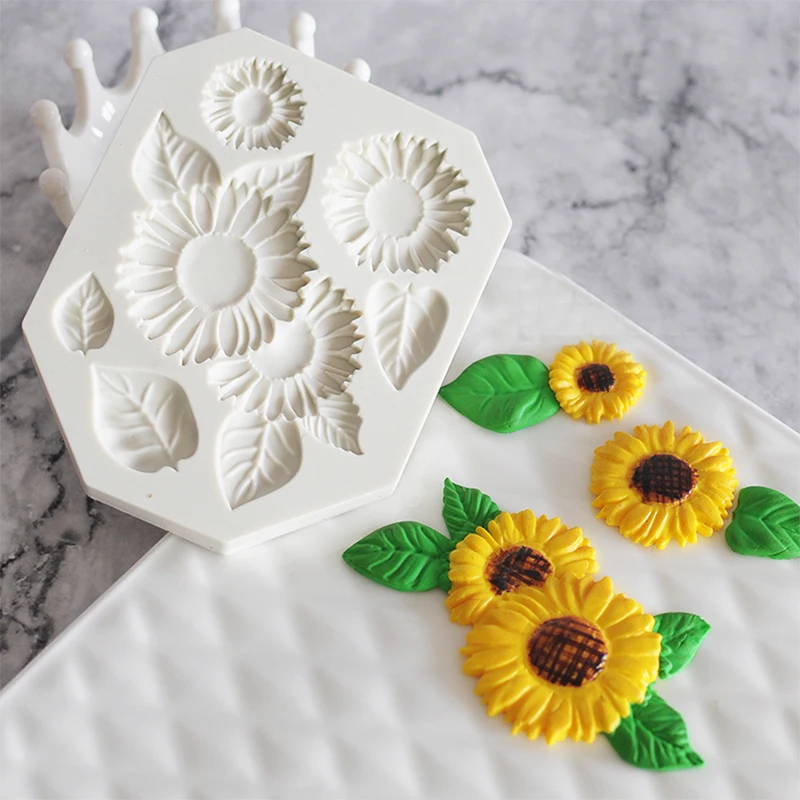 Силиконовые формы в форме подсолнуха, помадка, сахарные кондитерские изделия, 3D формы для мыла, инструменты для украшения торта