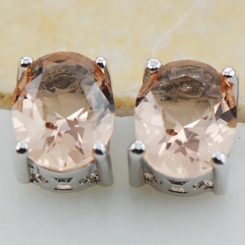 

Morganite 925 Sterling Silver Stud Earrings PE15 This item Min order is $10