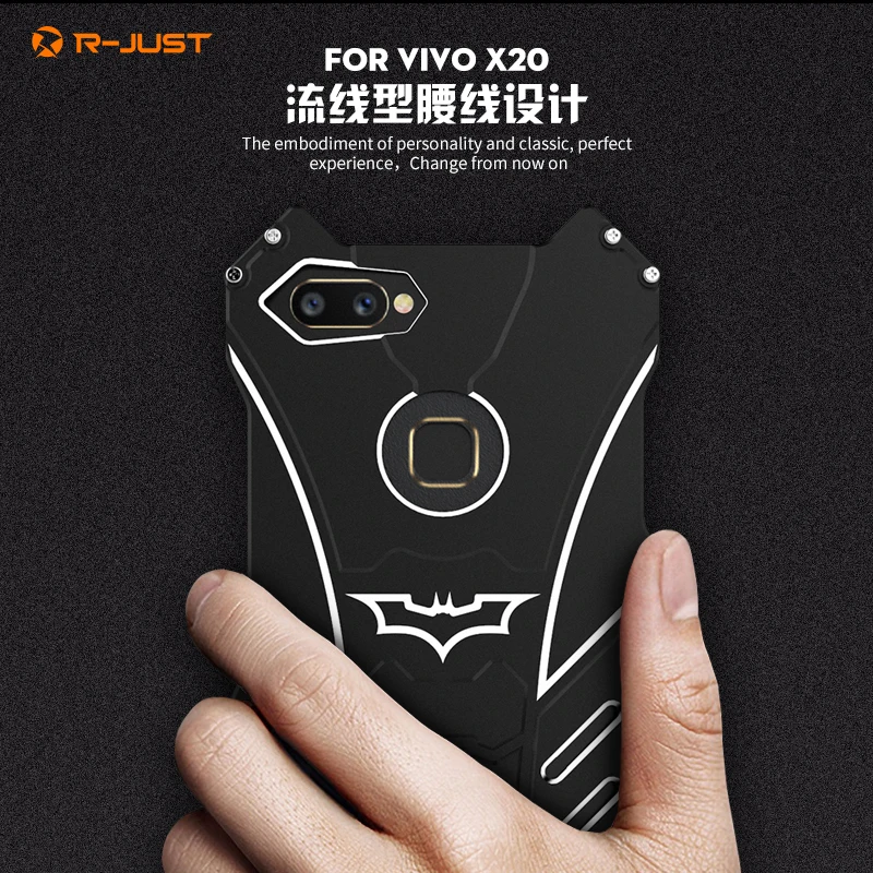 R-JUST VIVO X20 Чехол Броня Heavy Duty металлический Алюминий Бэтмен защиты Скелет голову чехол для телефона чехол для VIVO X20+ кронштейн