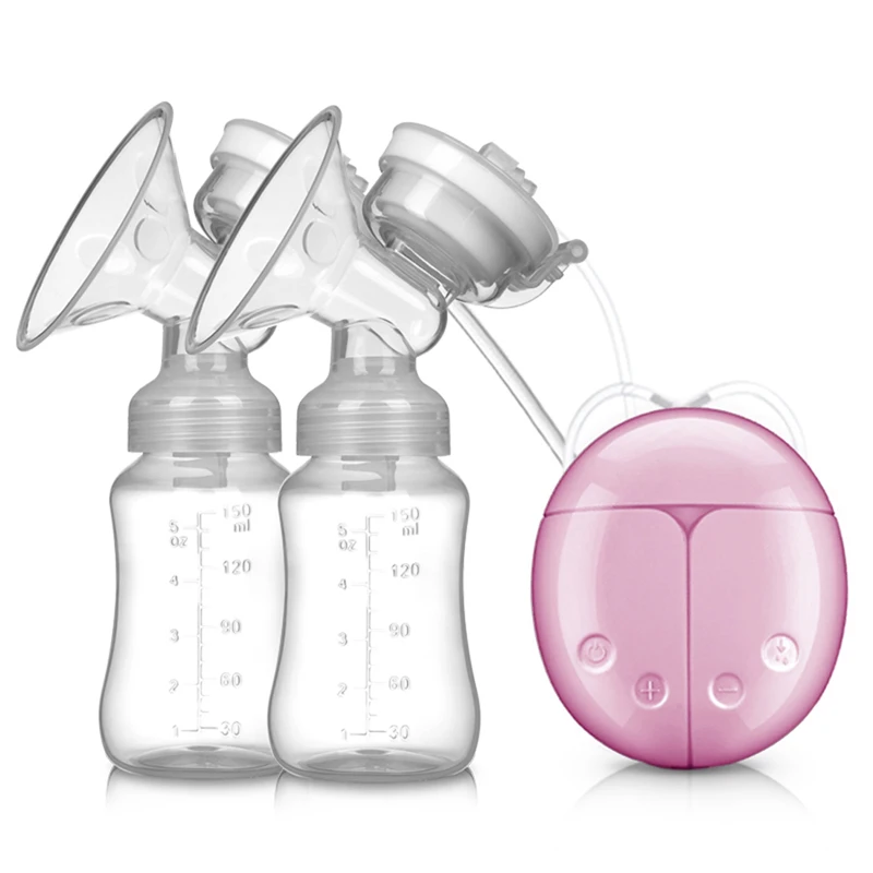 Loozykit двойной Электрический молокоотсос мощный соска всасывания USB Электрический молокоотсос с бутылка для детского молока холодного Тепла Pad соски - Цвет: Pink