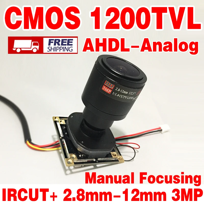 

Discount 1/4"CMOS Analog 1200TVL+IRCUT+2.8mm-12mm 3.0MP LENS Manual focusing Finished HD Monitor chip module camera Surveillance