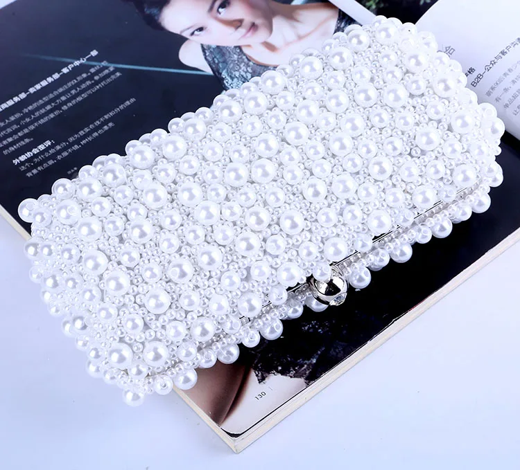 Luxecho Белый/Черный бисером вечерние сумки дамы Shoulderbag цепи один день Clucthes вечерние сумки