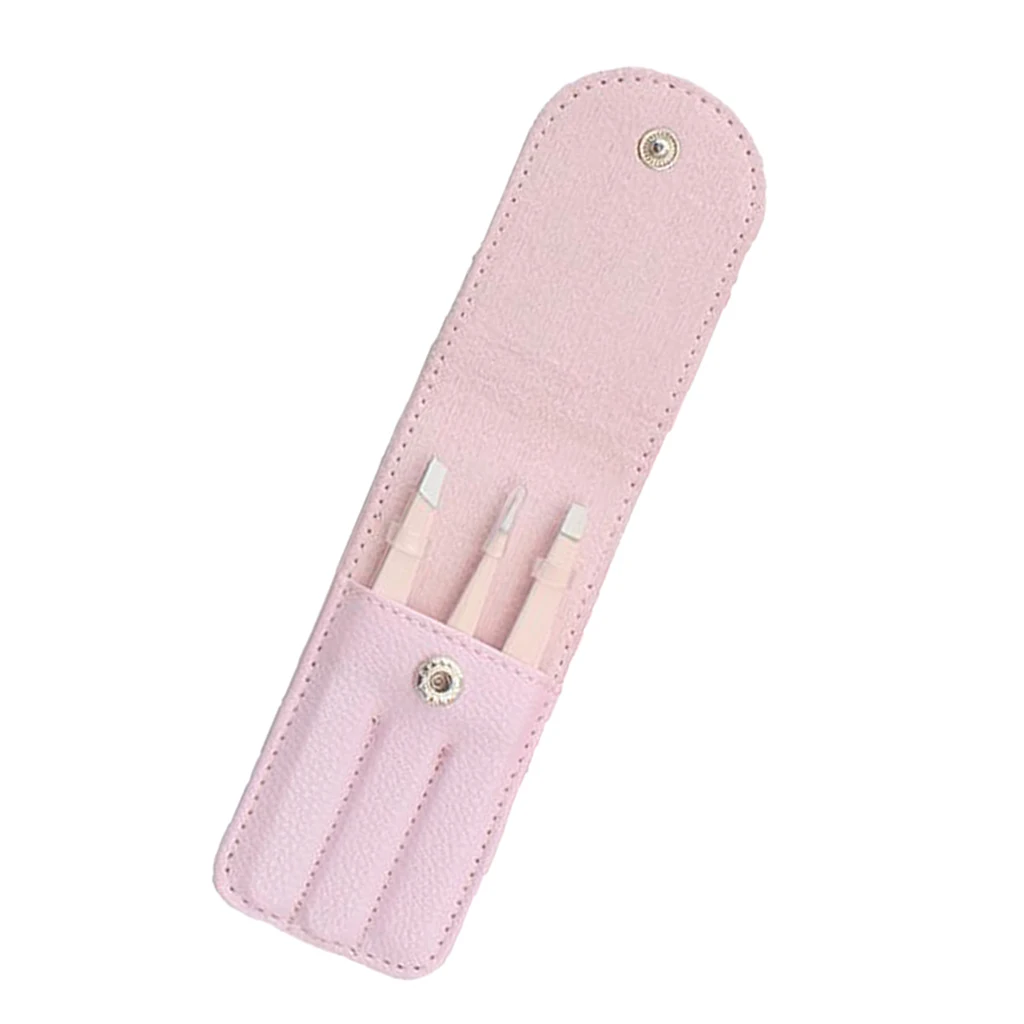 3Pcs Stainless Steel Eyebrow Plucking Clip Brow Hair Removing Tweezer with Free PU Bag