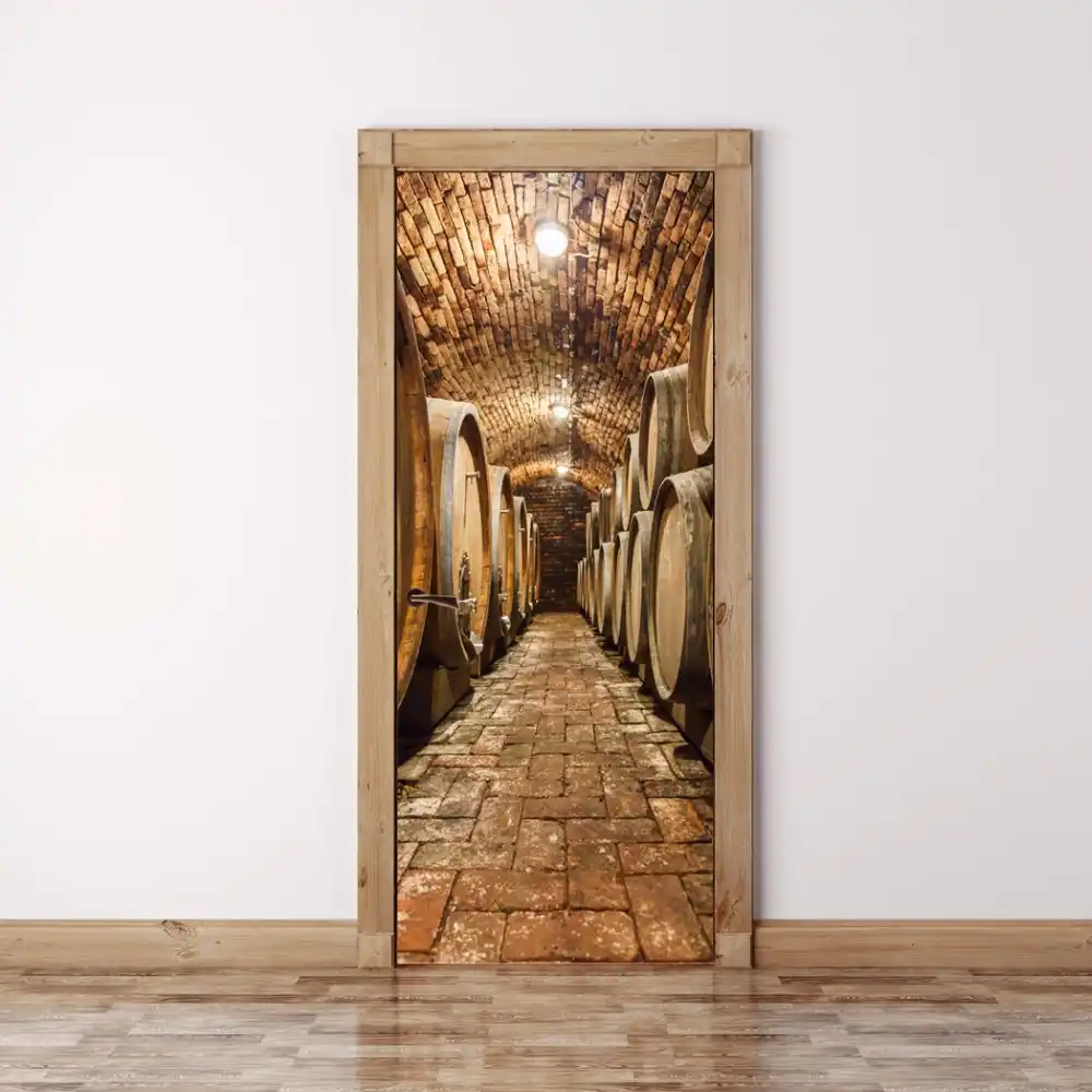3D Wine Cover Wine Kitchen Stickers Bedroom Wine Door Skin ND67 Kitchen Cafe Peel and Stick Door Decal Grapes Removable Door Mural