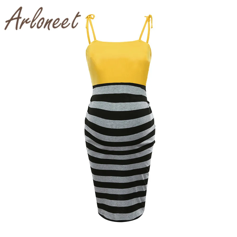 Одежда arloneet, женское платье для беременных, Vestidos, хлопковое Полосатое Платье с принтом, Повседневное платье с бантом, летнее сексуальное женское платье, одежда для беременных