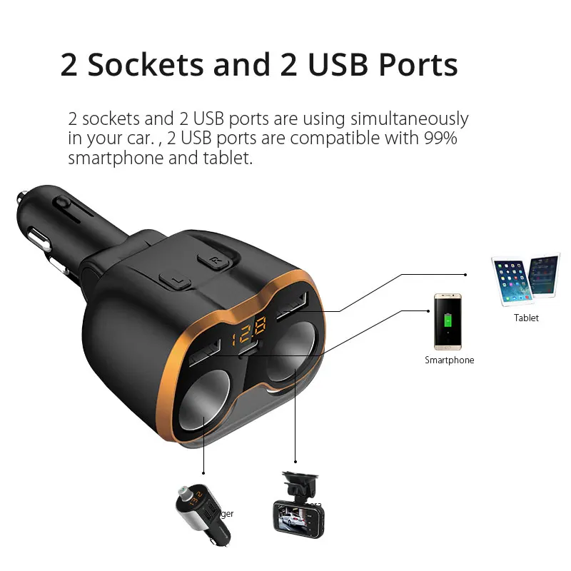 VANJEW C46 2 USB порта автомобильного прикуривателя Автомобильное зарядное устройство