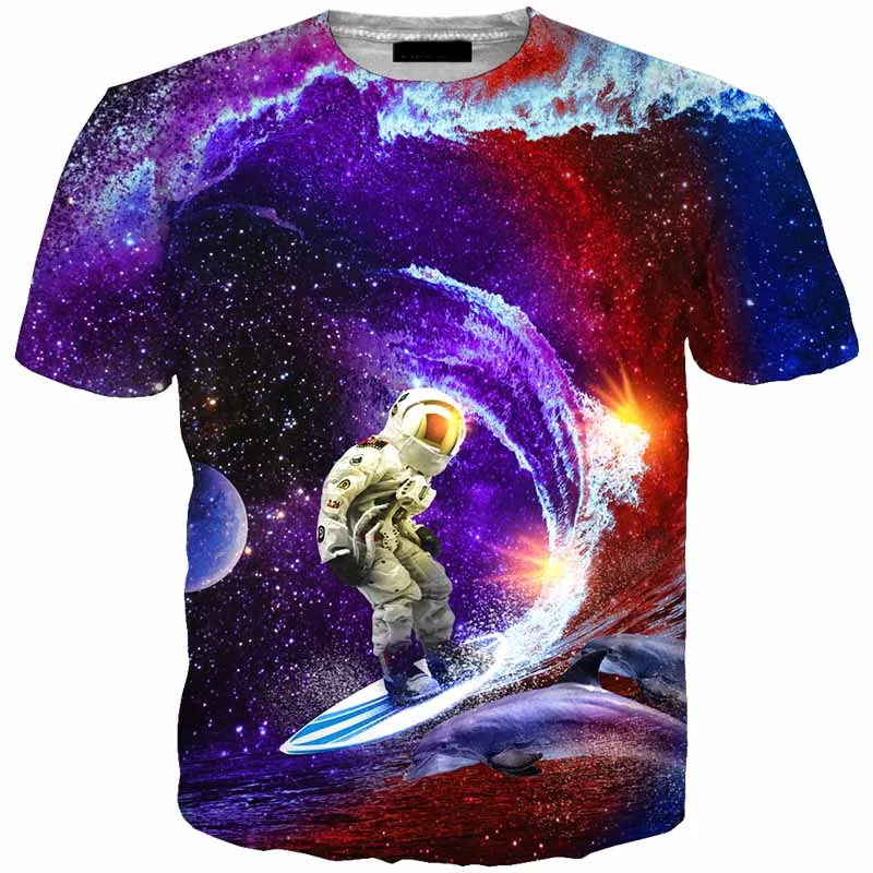 09 Cloudstyle 3D Футболка мужская космическая подвеска в виде космонавта и планеты воздушный шар 3D принт футболка короткий рукав Повседневная мода топы размера плюс 5XL - Цвет: 09
