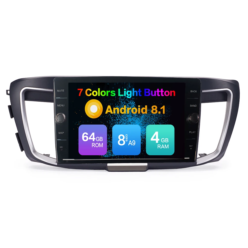 Sale Octa Core ROM 64GB Android 8.1 Car DVD GPS Navigation Player Deckless Car Stereo For Honda Accord 2014-2017 Radio Headunit 1