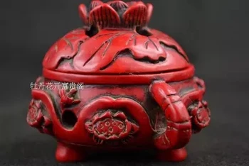 

Antique miscellaneous Red Coral lotus flower censer antique home decoration ornaments