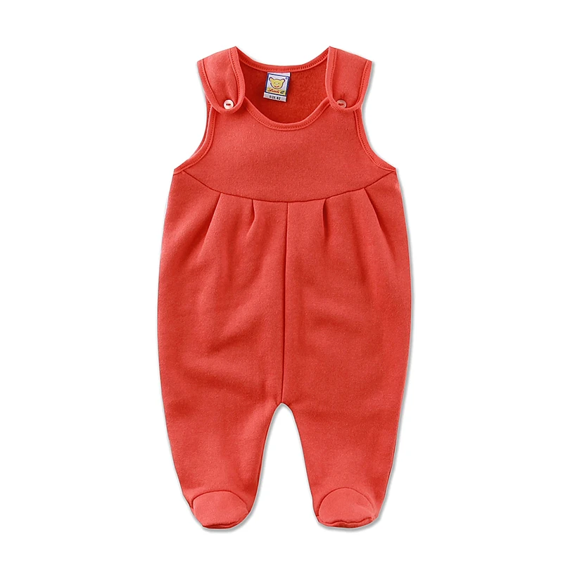 Детский флисовый комбинезон на пуговицах однотонный для новорожденных девочек и