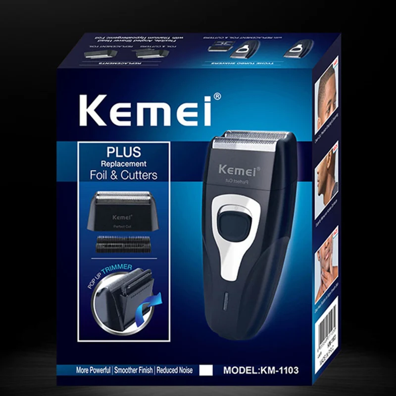 Kemei электробритва для ухода за лицом для мужчин перезаряжаемый возвратно-поступательный Бритва для лица Двойная сетка для лица бритва триммер для волос