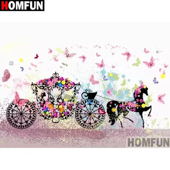 

HOMFUN Full Square/Round Drill 5D DIY Diamond Painting "Carriage butterfly" 3D Embroidery Cross Stitch 5D Home Decor Gift A17291