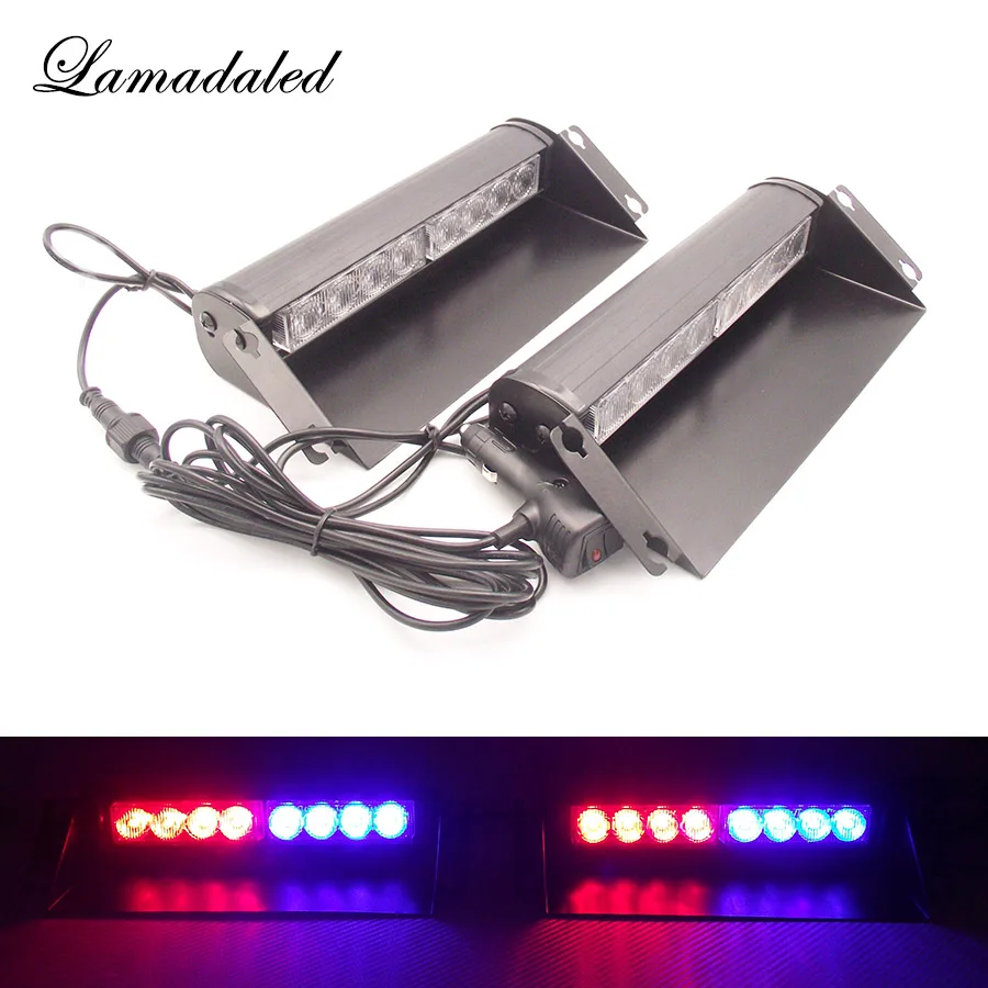2x8led полицейский стробоскоп мигающий фонарь для автомобиля приборная панель