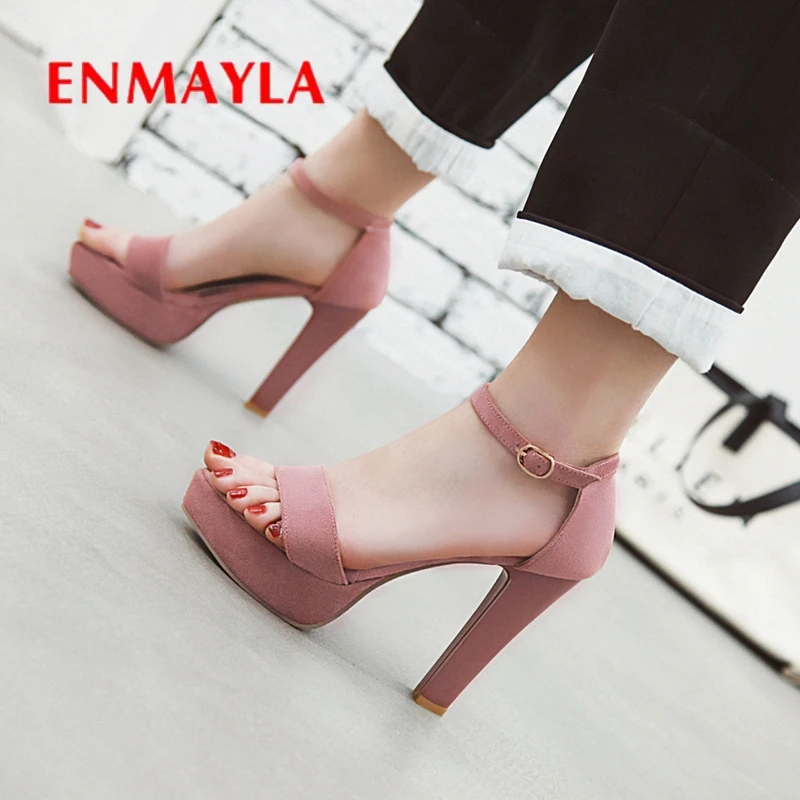 

ENMAYLA Women Sandals 2019 New Arrival Summer Fashion Shoes Flock Basic Party Shoes Women Solid Size 34-43 LY2513