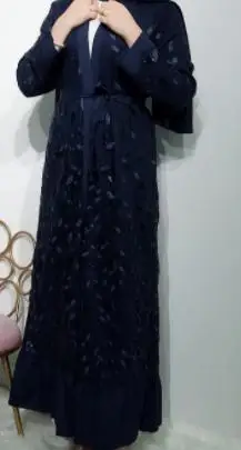 Blue Abaya Спереди Открытое кимоно абайя Дубай синий черный абайя s хиджаб для мусульманок платье Бангладеш Турция турецкие пайетки Исламская одежда - Цвет: Blue Abaya
