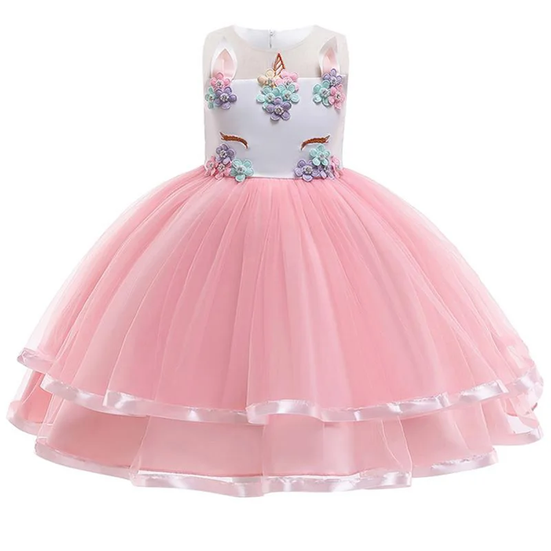 

2019 New Flower Girl Dress Children Clothing Kids Princess Party wedding First Communion Dresses baby ball gown costume DJS002