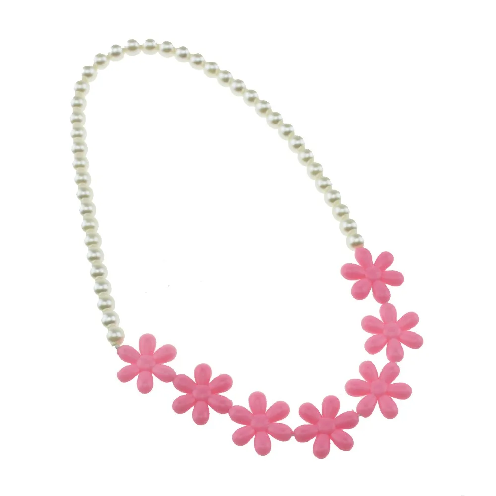 Жемчужное ожерелье карамельного цвета, ожерелье с цветком из бисера, Детские аксессуары для косплея, розовые вечерние разноцветные ювелирные изделия для девочек