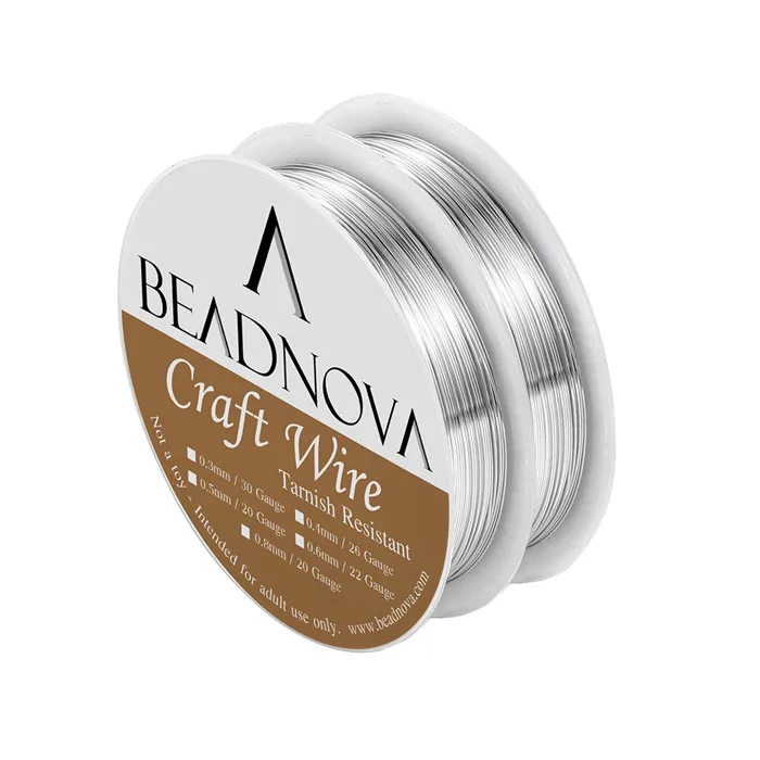 silver-26Gauge-10M Beadnova 26/22/20 калибра потускнения голой Медный провод для изготовления ювелирных изделий(2 рулона пакет - Цвет: silver-26Gauge-10M