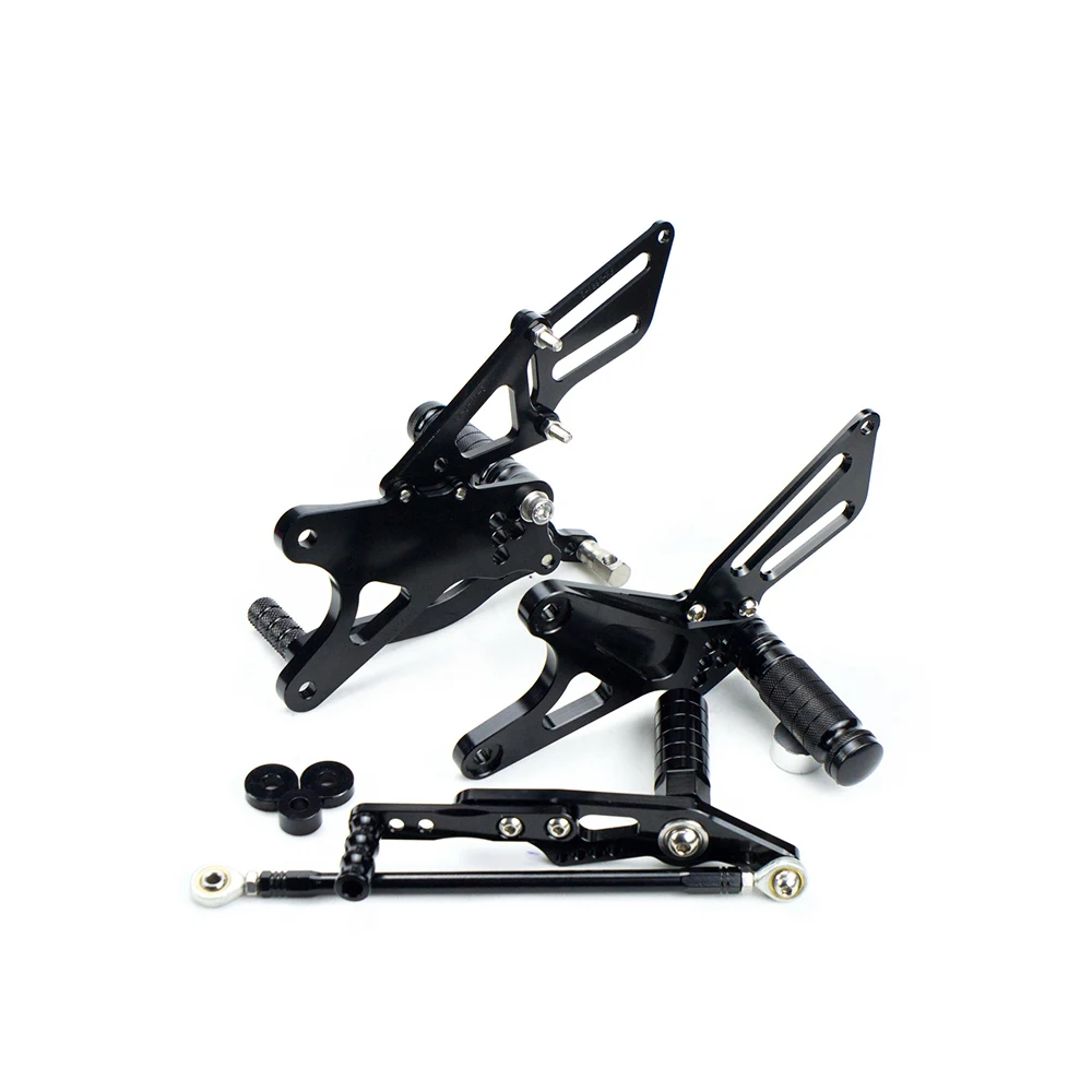 CNC Регулируемые подножки Rearset подножки задние наборы для Yamaha YZF R1 2009 2010 2011 2012 2013 - Цвет: Черный