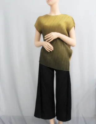 Miyake fold is футболка оригинальная модная свободная футболка с рукавом «летучая мышь» постепенная смена футболка с неровным краем - Цвет: Mustard yellow