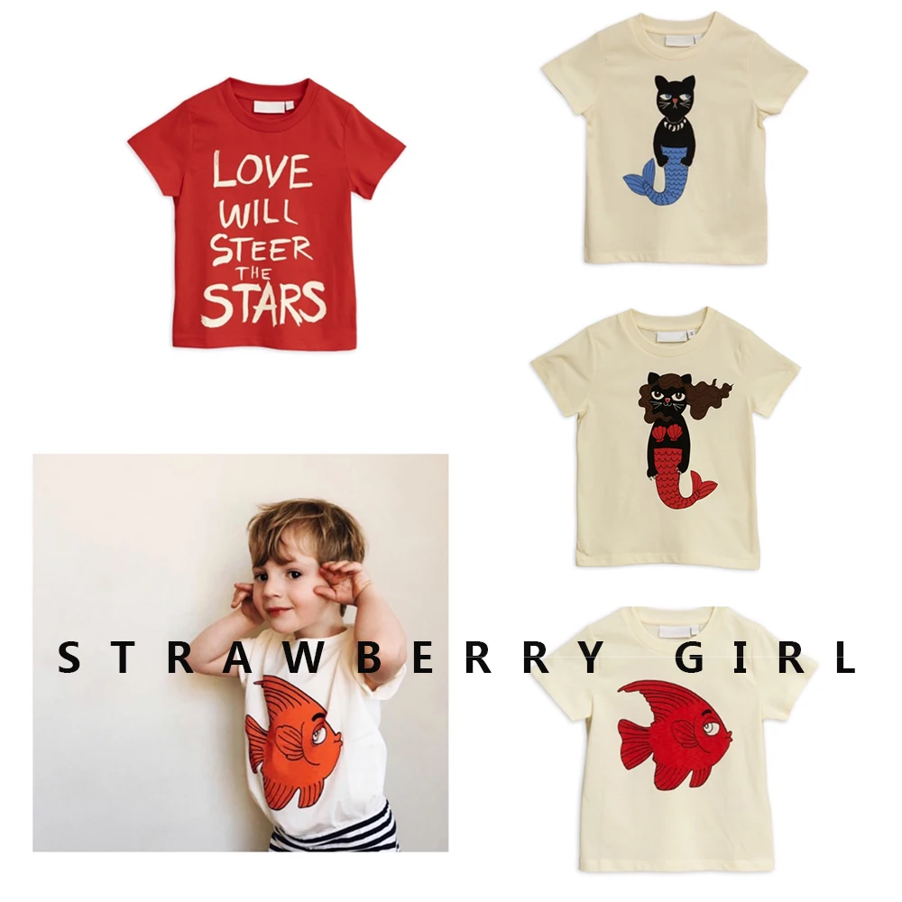 

Kids T Shirts 2019 AW Mini Summer Boys Girls Short Sleeve Bobo Choses Fish Print T Shirts Baby Children Cotton Tops Tees Clothes