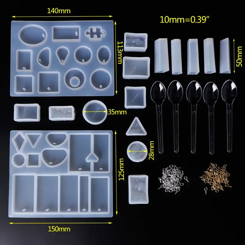 Силиконовые формы с застежкой в комплекте с ложкой DIY ювелирных изделий инструменты эпоксидной пластмассовое зеркало украшения торта