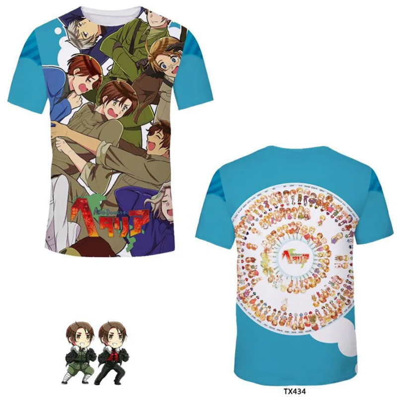 Аниме APH Axis Powers Hetalia, мультяшная Футболка с принтом, карнавальный костюм, летняя повседневная футболка для мужчин и женщин, футболки с коротким рукавом