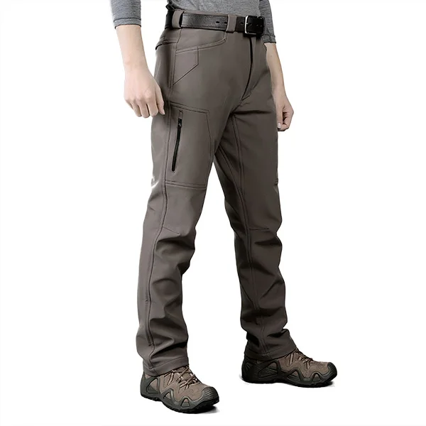 CQB Outdoor Sports Tactical Men's Pants Water Repellent Trekking Hiking Climbing Softshell Trousers Thicken Thermal Pants - Цвет: Brown