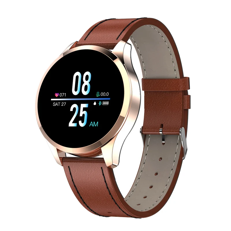 Brown leater strap Greentiger 1,22 дюймов Q9 Смарт-часы для мужчин IP67 водонепроницаемый монитор сердечного ритма фитнес-трекер Smartwatch камера напоминание о звонке - Цвет: Brown leater strap