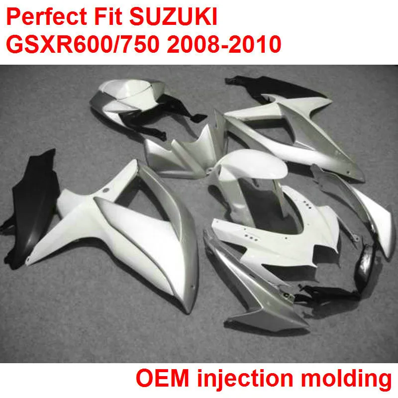 Мотоцикл Неокрашенный Кузов Обтекатели для Suzuki GSXR600/750 2008 2009 2010 серебро черный комплект обтекателей GSXR750 08 09 10 NB80