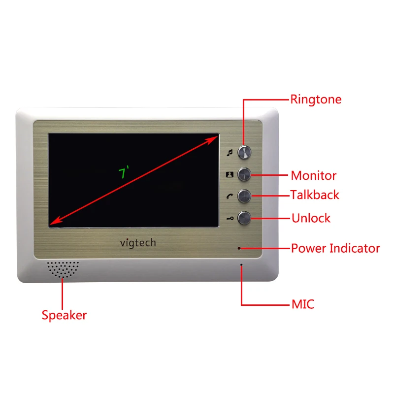 Vigtech7 ''видеодомофон спикерфон домофон система белый монитор открытый с водонепроницаемой и ИК-камерой
