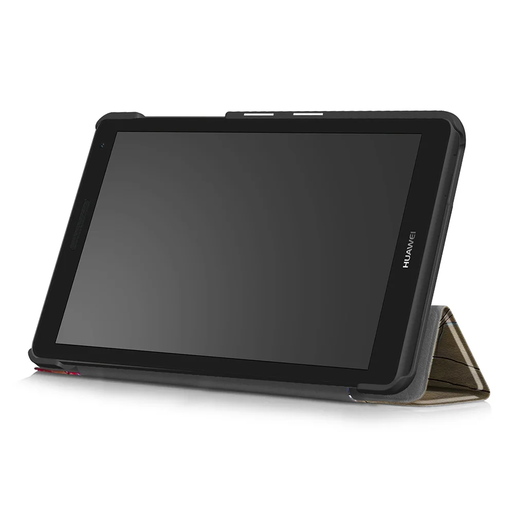 PC8005D-3_JONSNOW Protective Case for Huawei MediaPad T3 7 3G BG2-U01 Ultra Thin 3 fold Silk Texture Smart Sleep Stand Leather Cover