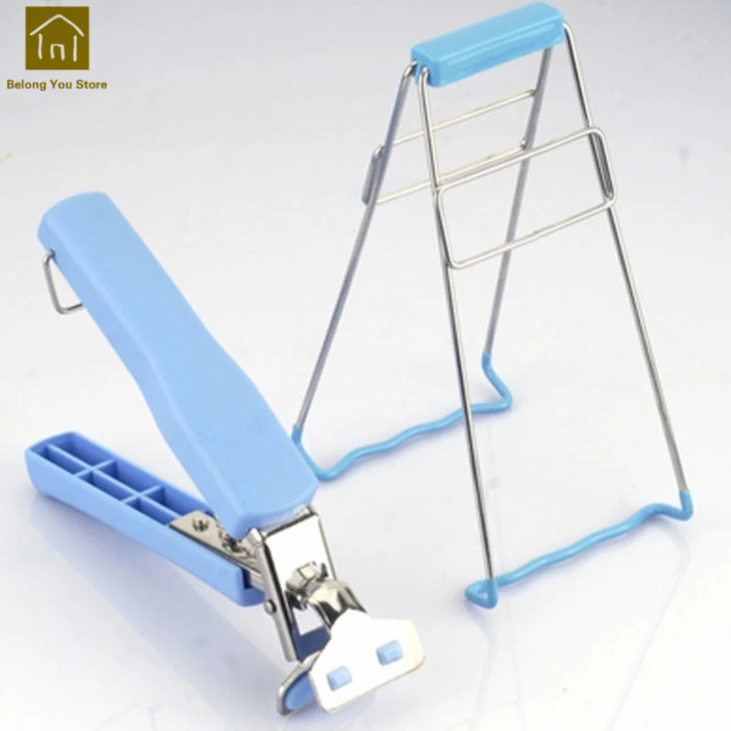Blue Style D Силиконовые кухонные зажимы из нержавеющей стали, принадлежности для горшков, зажимы, держатель для крышки, подставка для подставок, приспособления для готовки WAC006 - Цвет: Blue Style D