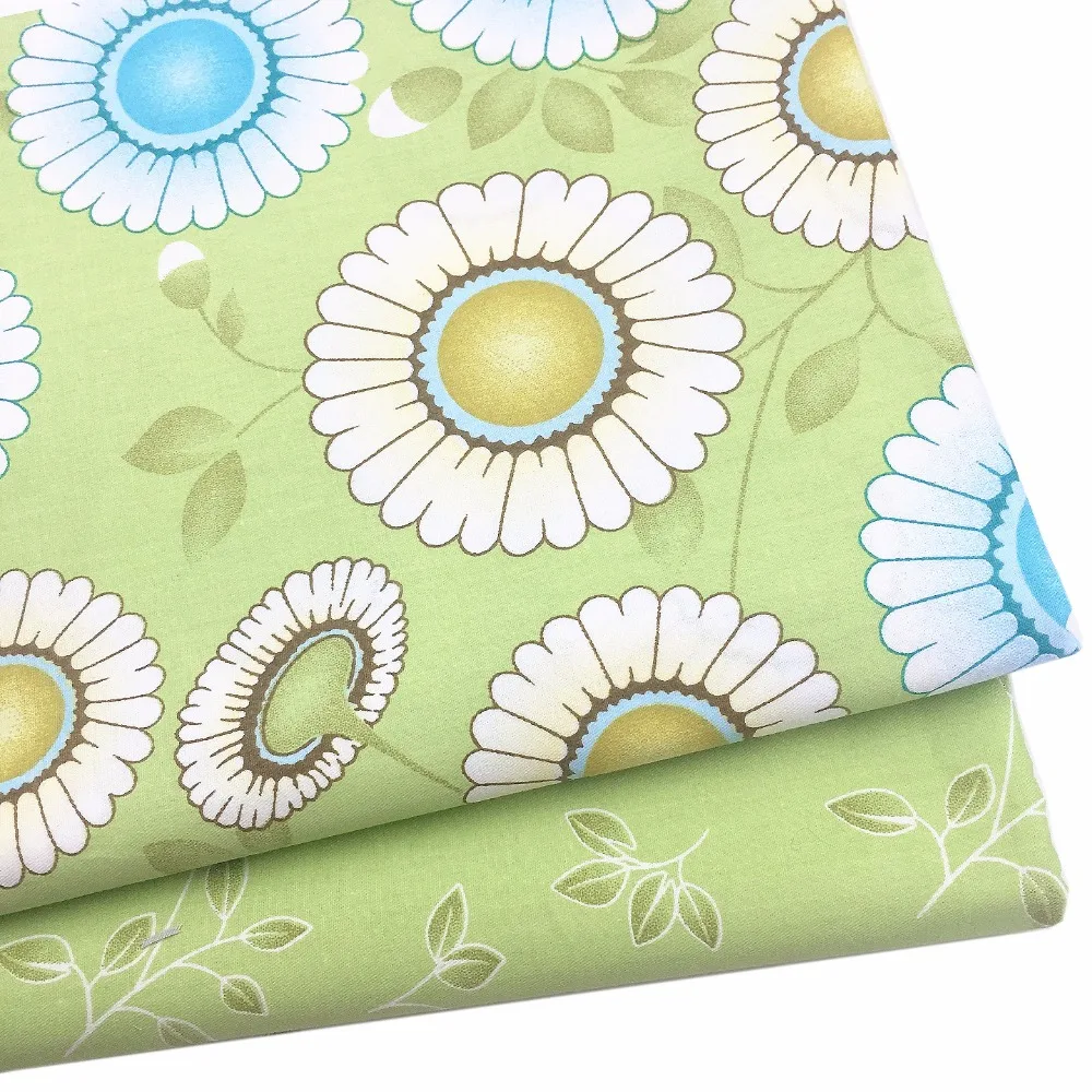 Хлопковая ткань зеленый лист подсолнуха Сделай Сам шитье Лоскутная стеганая Tilda