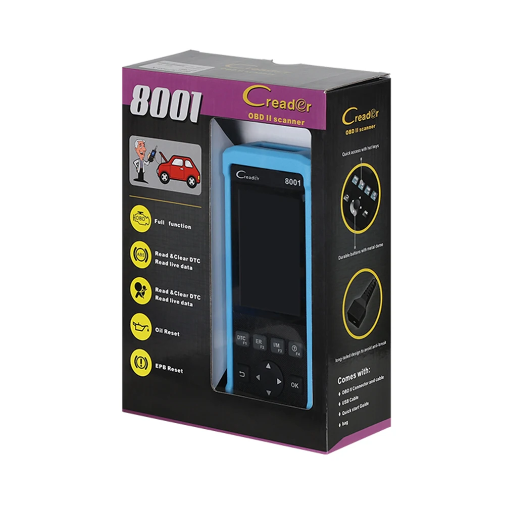 3 шт./лот Старт CReader 8001 диагностический obd2 читатель кода Сканер Поддержка антиблокировочная система тормозов система пассивной безопасности масляного бака системы EFB сбросить X431 CR8001 бесплатного обновления