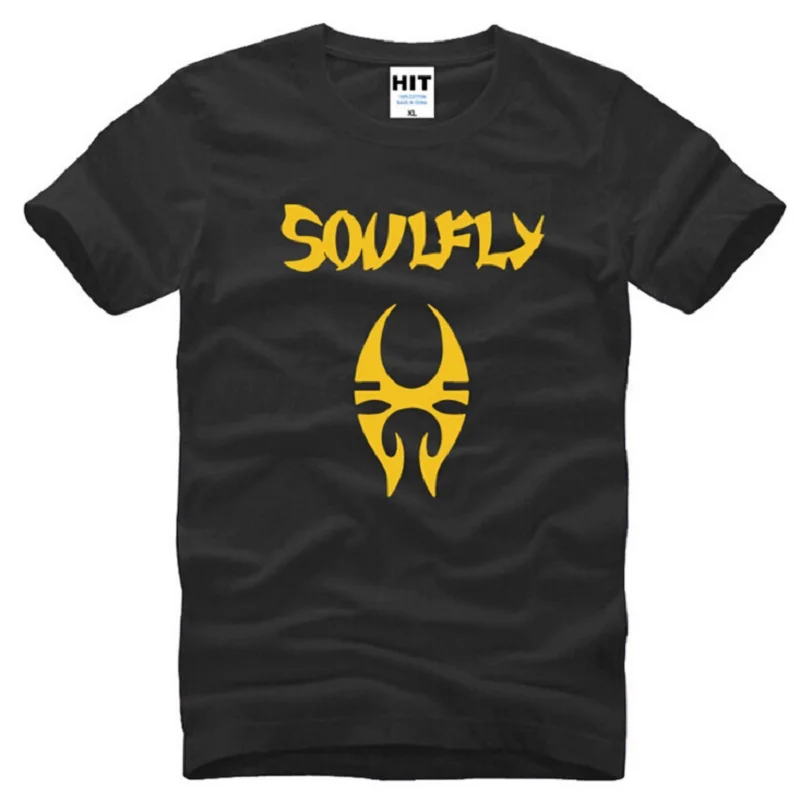Новые дизайнерские SOULFLY футболки Для мужчин хлопок короткий рукав трэш рок Для мужчин футболка моды Рок ролл улица хип-хоп Футболка