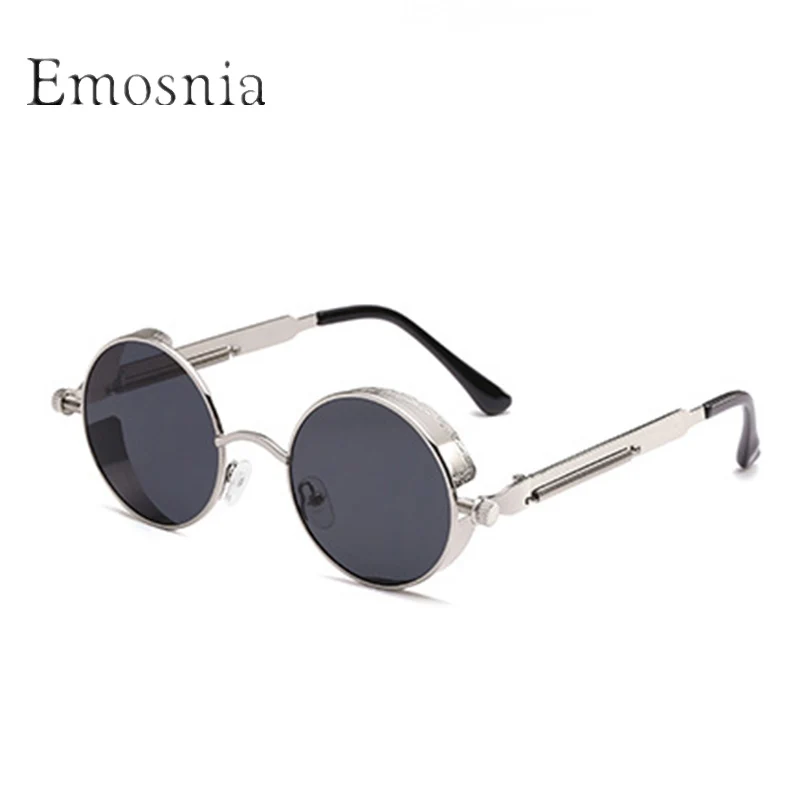 

Emosnia Men Retro Steampunk Sunglasses Fashion Round Designer Steam Punk Metal Frame Sun Glasses Men Women UV400 Gafas de Sol