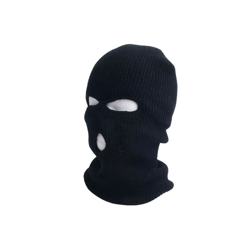 New Full Face Ski Mask 3 Holes Beanie Cap Ski Hat Black Balaclava Hood Warm Windproof Ear Protector Unisex Winter Black