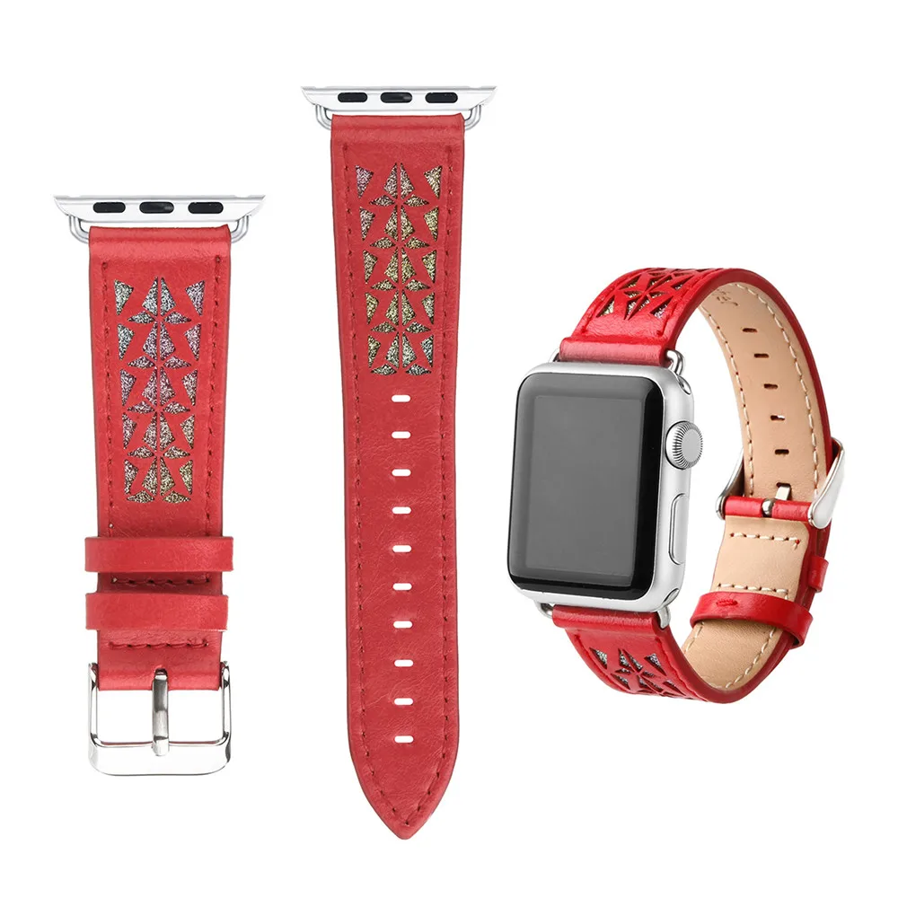 Для женщин Модные полые мигать кожаный браслет для наручных часов Apple Watch 38/40/42/44 мм сменный ремешок для наручных часов iwatch серии 5 4 3 2 1