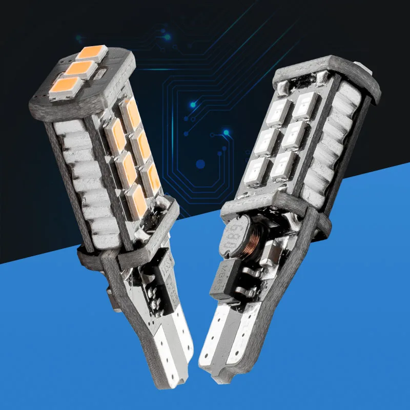 

2PCS T15 921 912 W16W WY16W 2835 LED Auto Brake Lamp Car Backup Reverse Light Front Rear Turn Signal Bulb Red Amber Yellow White