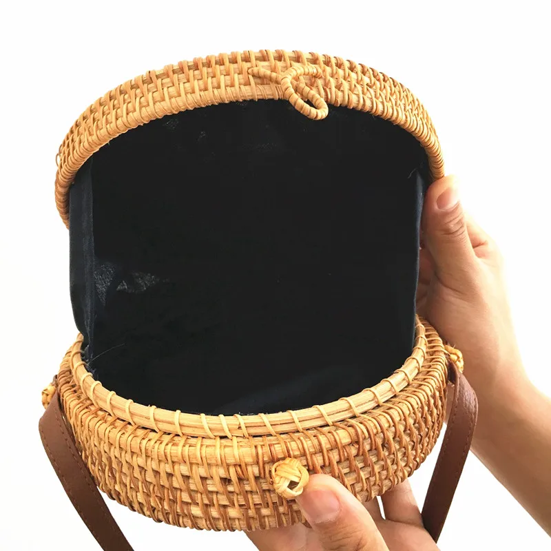 Круглые соломенные сумки, женская летняя сумка из ротанга, ручная работа, тканая пляжная сумка через плечо, круглая богемная сумка, БАЛИЙСКАЯ сумка