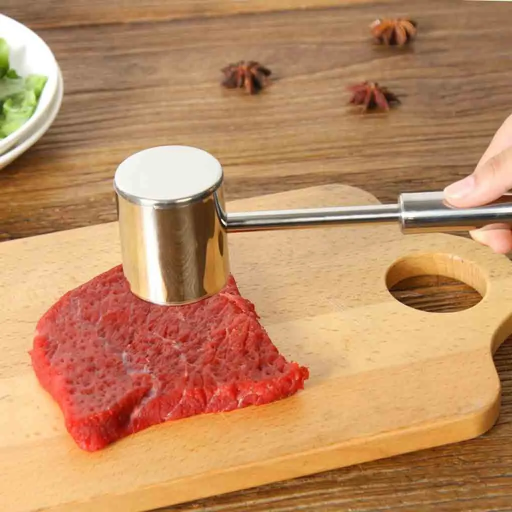 Meat Tender Riser Stainless Steel Double Sided Beef Hammer Pounder