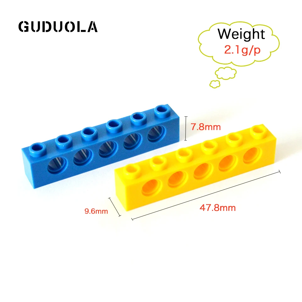 

GUDUOLA Technic with Hole 1x6 bricks parts building blocks toys Compatible with Legoing Technic Bulk Multiple colors 46pcs/set