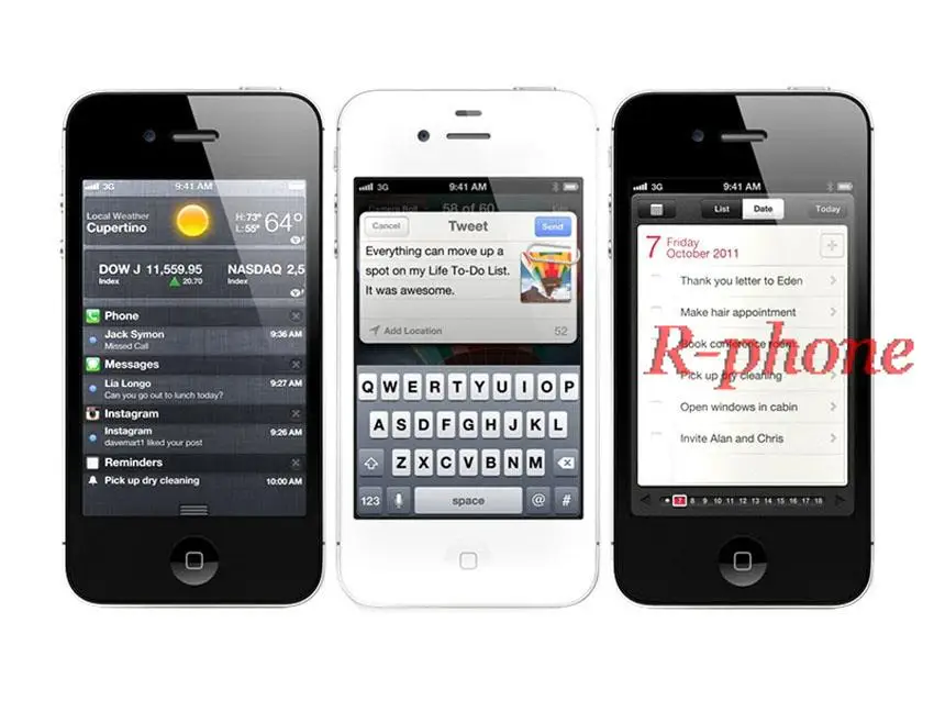 Б/у оригинальные мобильные телефоны Apple iPhone 4S 512MB 64GB 3," A5 двухъядерный 8MP wifi gps 3g WCDMA смартфон